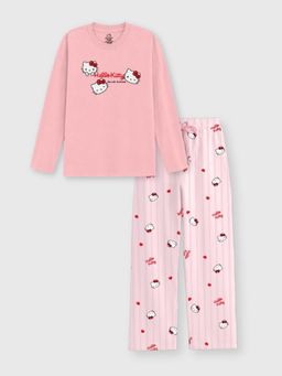 Napchief - Girls Pink Hello Kitty Bubble Gum T-shirt with Pyjama