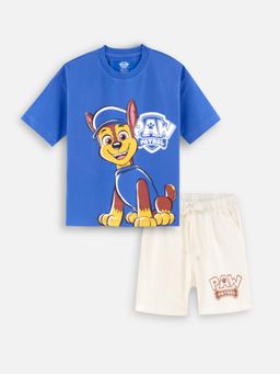 Napchief - Boys Blue-White Paw Patrol Chase Character T-shirt with Shorts