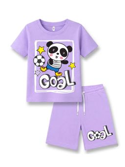 KAVEE - Unisex Lavender Graphic Printed T-shirt and Shorts