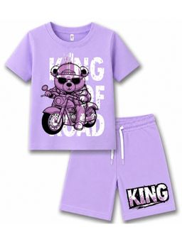 KAVEE - Unisex Lavender Graphic Printed T-shirt and Shorts