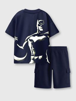 Napchief - Boys Navy Blue Batman Dark Knight T-shirt with Shorts