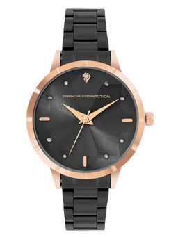 French Connection - Lucienne Black Dial Analog Watch for Women- FCN00078F (Medium)