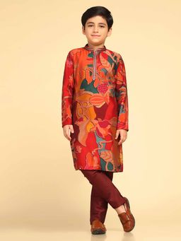 KISAH - Red Printed Kurta and Pyjama (Set of 2)