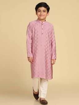KISAH - Pink Woven Design Kurta and Pyjama (Set of 2)