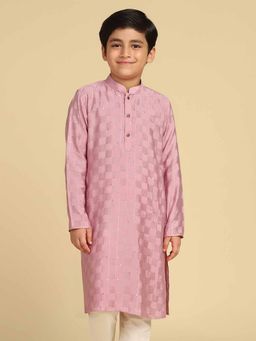 KISAH - Pink Checks Woven Design Kurta