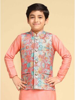 KISAH - Blue Printed Nehru Jacket