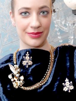 Odette - Long Gold Brooch Necklace for Women (Set of 2)