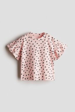 H&M - Girls Pink Printed Cotton Top