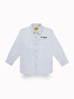 Gini & Jony - Boys White Typographic Print Cotton Full Sleeves Shirt