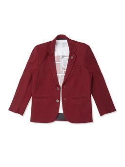 CAVIO - Boys Red Regular Fit Plain Party wear Blazer and T-Shirt (Set of 2)