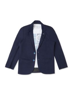 CAVIO - Boys Navy Blue Regular Fit Plain Party wear Blazer and T-Shirt (Set of 2)