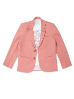 CAVIO - Boys Peach Regular Fit Plain Party wear Blazer and T-Shirt (Set of 2)