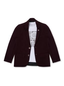 CAVIO - Boys Purple Regular Fit Plain Party wear Blazer and T-Shirt (Set of 2)