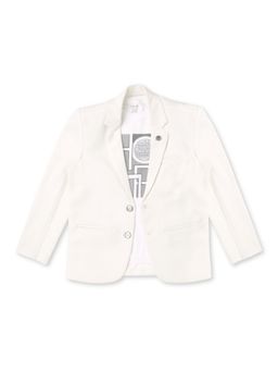 CAVIO - Boys White Regular Fit Plain Party wear Blazer and T-Shirt (Set of 2)