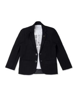 CAVIO - Boys Black Regular Fit Plain Party wear Blazer and T-Shirt (Set of 2)