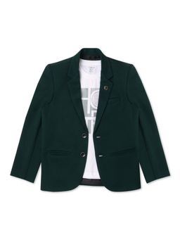 CAVIO - Boys Dark Green Regular Fit Plain Party wear Blazer and T-Shirt (Set of 2)