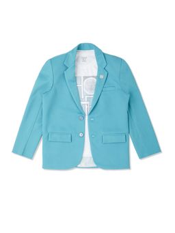 CAVIO - Turquoise Boys Regular Fit Plain Party Wear Blazer and T-Shirt