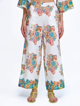 Cover Story - Womens Floral Print Wide Leg Trouser