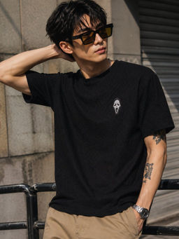 Bene Kleed - Men Textured Relaxed Fit Cotton Blend T-Shirt