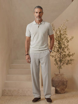 House of Namah - Men Textured Regular Fit Pure Cotton Polo T-Shirt