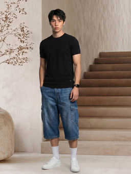 House of Namah - Men Textured Regular Fit Pure Cotton T-Shirt