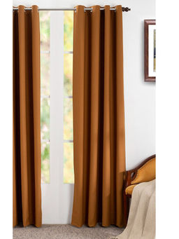 Maspar - Husk Float Cotton & Polyester Yarn Dyed Texture Bronze Calico Door Curtain Set of 2