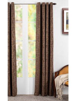 Maspar - Oracle Chenille Viscose & Cotton Yarn Dyed Texture Brown Almond Door Curtain Set of 2