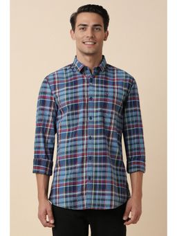 Allen Solly - Men Blue Custom Fit Check Full Sleeves Casual Shirt