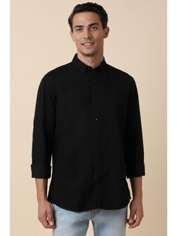 Allen Solly - Men Black Custom Fit Solid Full Sleeves Casual Shirt