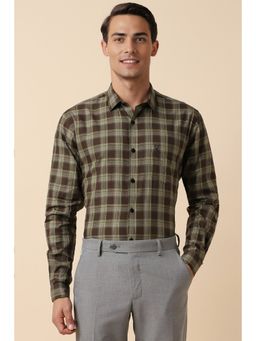 Allen Solly - Men Brown Slim Fit Check Full Sleeves Formal Shirt