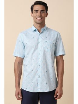 Allen Solly - Men Blue Slim Fit Print Half Sleeves Casual Shirt