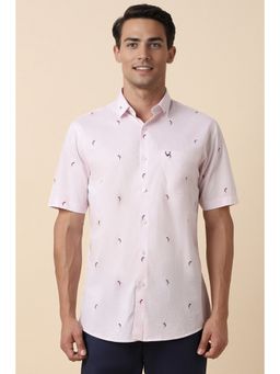Allen Solly - Men Pink Slim Fit Print Half Sleeves Casual Shirt