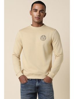 Allen Solly - Men Beige Crew Neck Full Sleeves Casual Sweatshirt