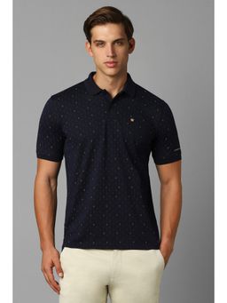 Louis Philippe - Men Navy Print Polo T-Shirt