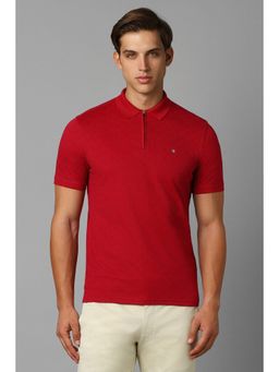 Louis Philippe - Men Red Print Polo T-Shirt