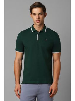 Louis Philippe - Men Green Solid Polo T-Shirt