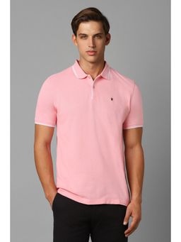 Louis Philippe - Men Pink Solid Polo T-Shirt