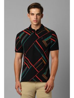 Louis Philippe - Men Black Print Polo T-Shirt