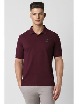 Peter England - Men Maroon Collar Neck Polo T-Shirt s