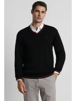 Peter England - Men Black V Neck Sweater