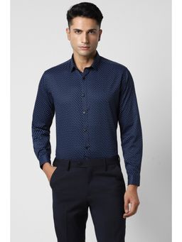 Van Heusen - Men Navy Slim Fit Print Full Sleeves Party Shirt