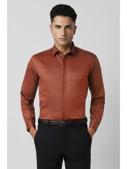 Van Heusen - Men Brown Slim Fit Solid Full Sleeves Party Shirt