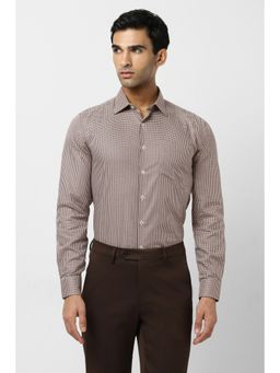 Van Heusen - Men Brown Slim Fit Check Full Sleeves Formal Shirt