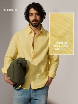 The Souled Store - Men Yellow Buttercream Relaxed Fit Shirts