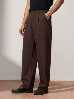 The Souled Store - Fudge Brown Men Solid Relax Fit Trouser