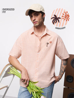 The Souled Store - Peach Candy Men Oversized Shirts