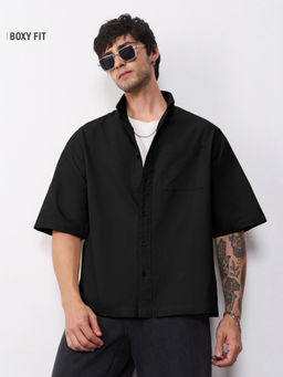 The Souled Store - Midnight Black Men Boxy Fit Shirts