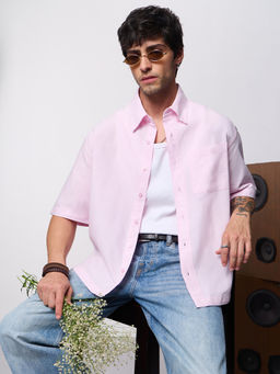 The Souled Store - Soft Pink Men Boxy Fit Shirts