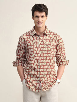U.S. POLO ASSN. - Men Orange Tropical Printed Regular Fit Shirt