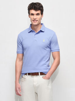 U.S. POLO ASSN. - Men Lavender Solid Slim Fit Polo T-Shirt